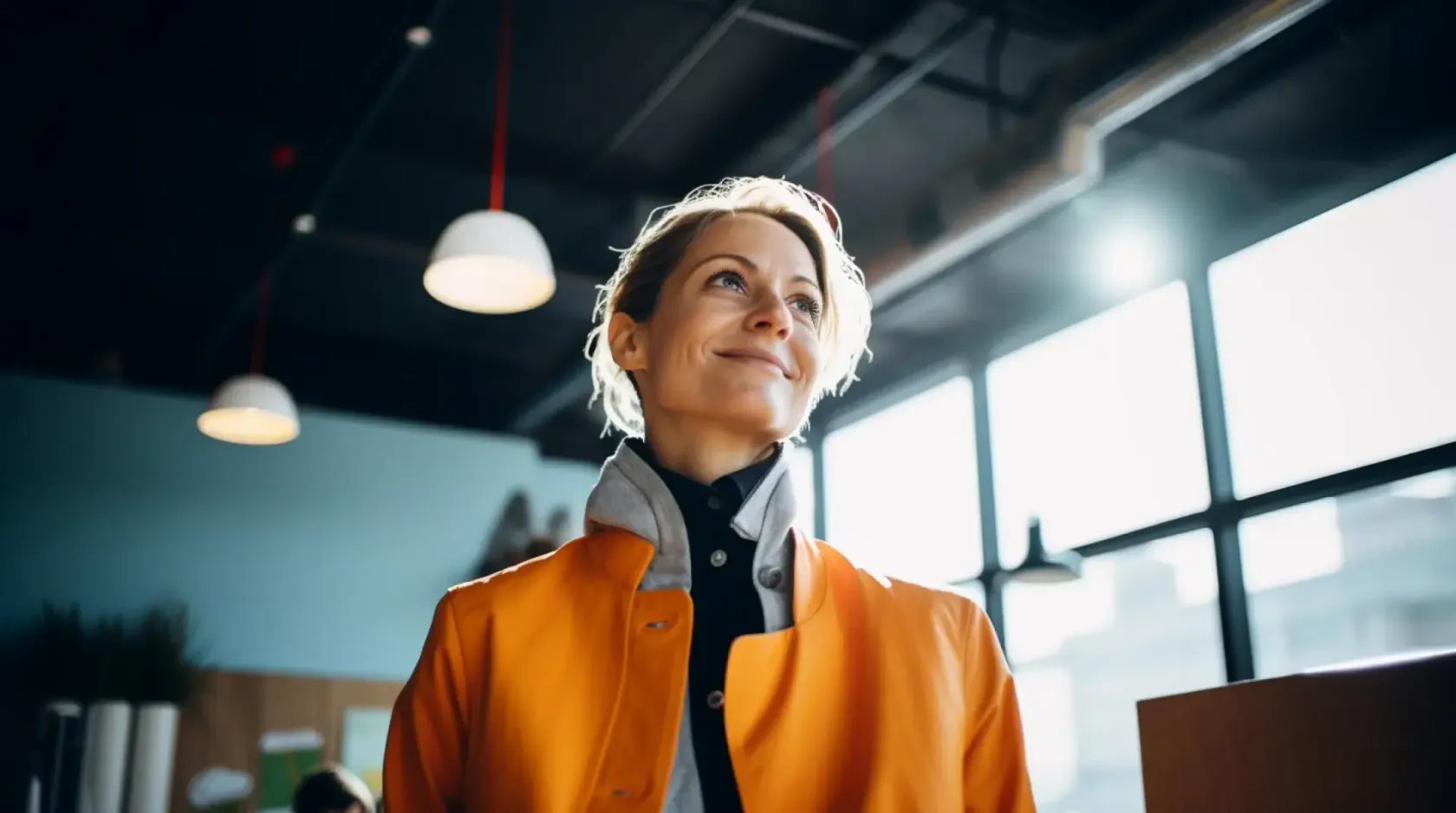 Confident Woman In Modern Office Natural Light