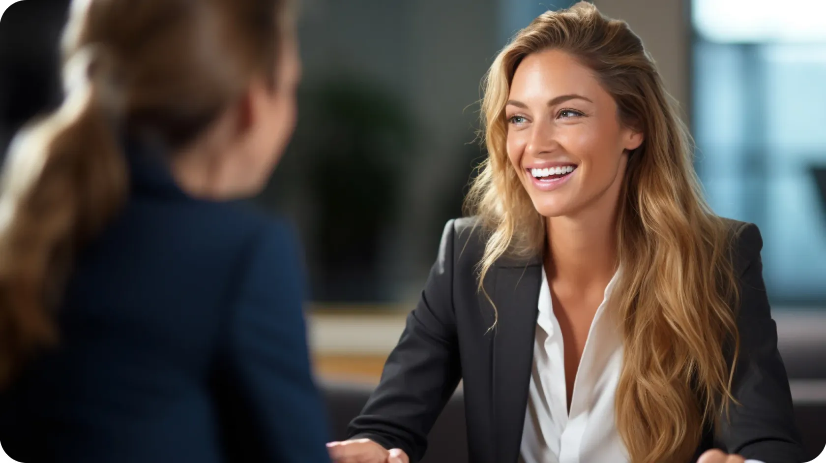 Happy Woman Talking Office