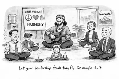 Mindful Leadership Workplace Meditation Illustration