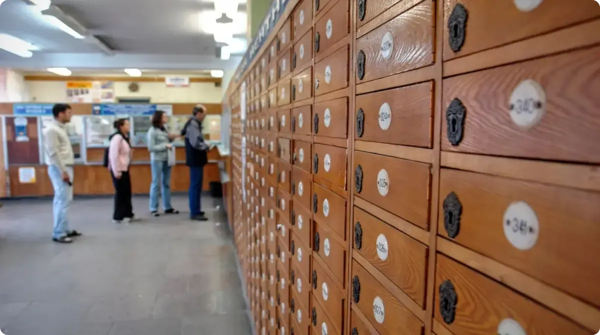 Post Office Po Boxes And Customers Queue