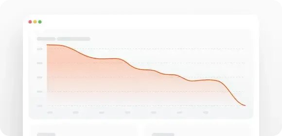 Line chart trending steadily downward in a dashboard window