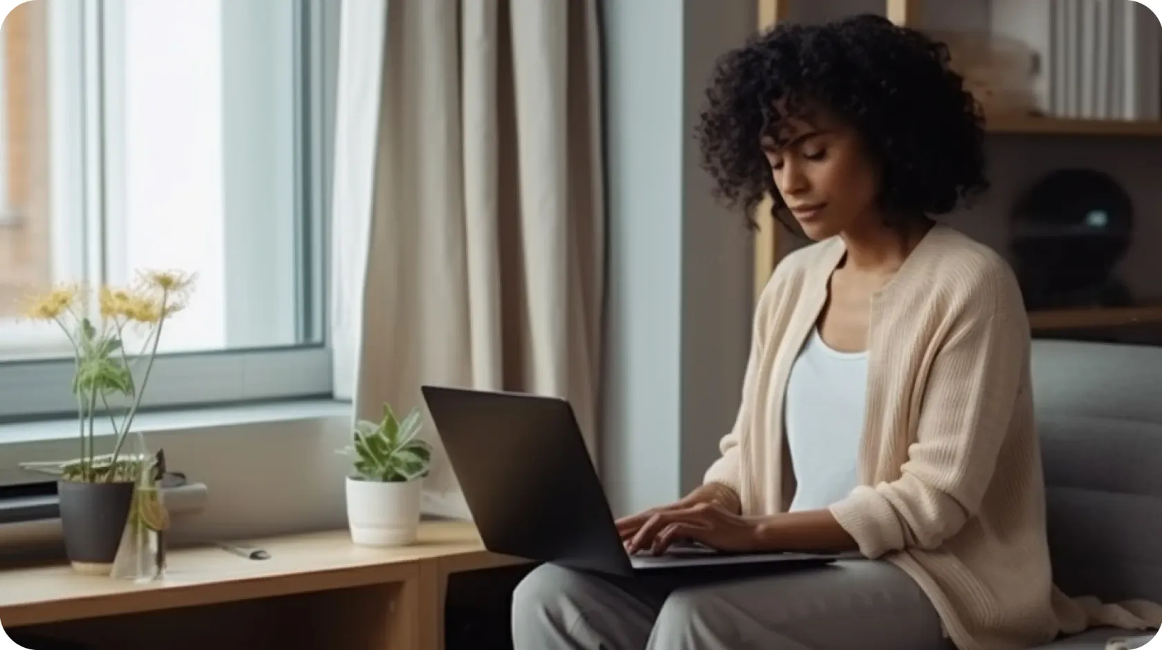Woman Filing Llc Laptop