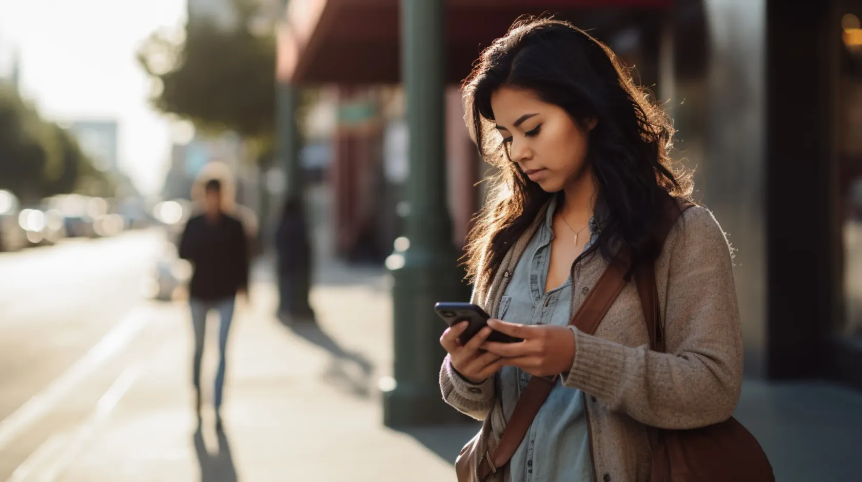 Woman Street Phone