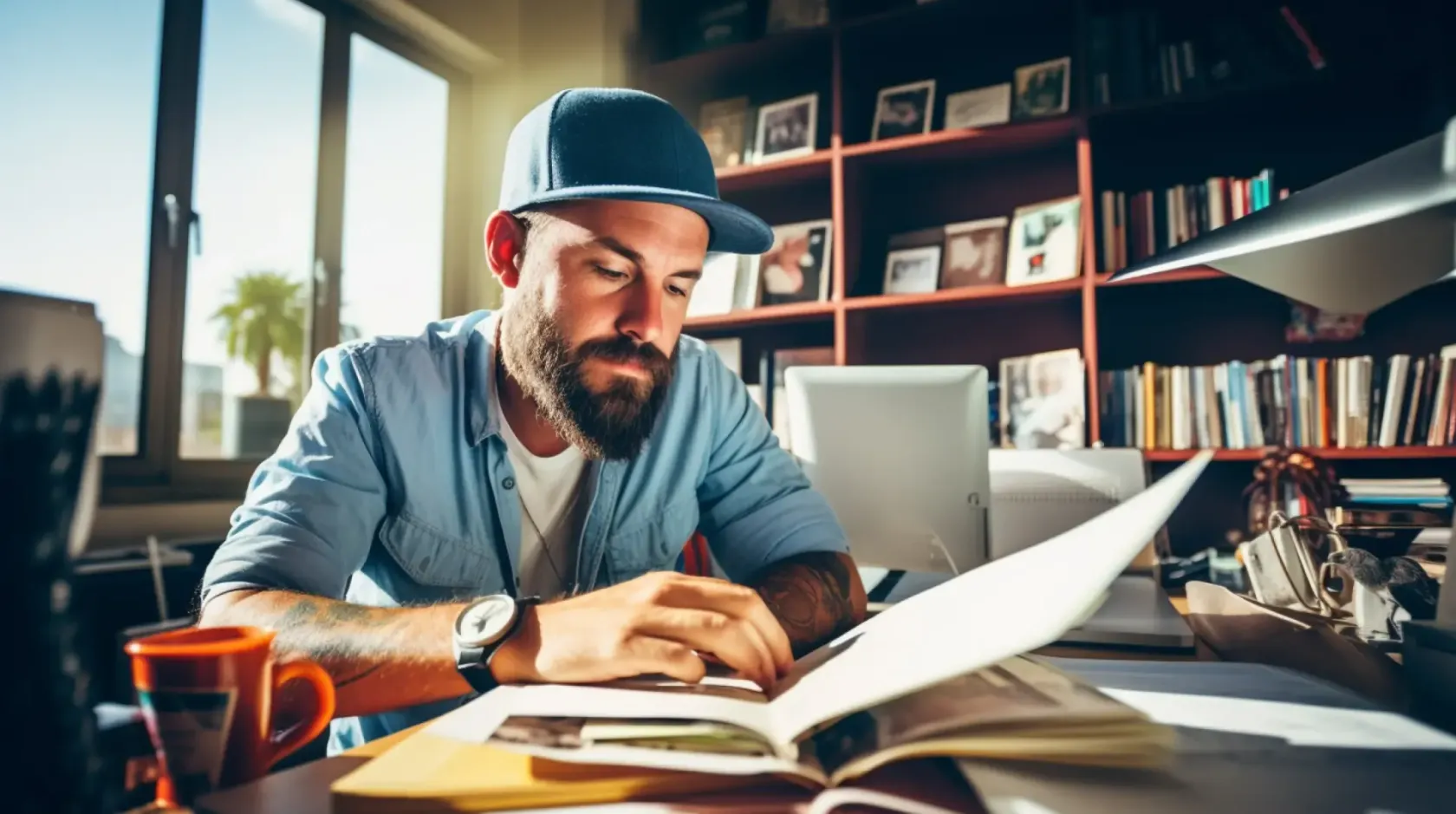 Young Man Sitting Office
