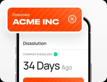 Mobile Interface showing dissolution status for Acme Inc.