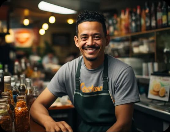 Man in apron at work