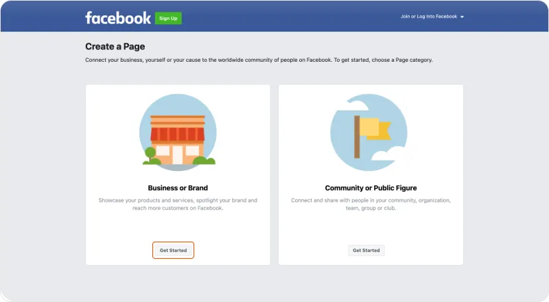 Img 2. How to create a page on Facebook