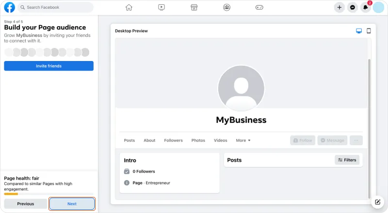 Img 7. How to create a page on Facebook
