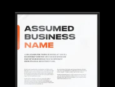 A template for an assumed business name, featuring a contemporary design and clear text areas for information.