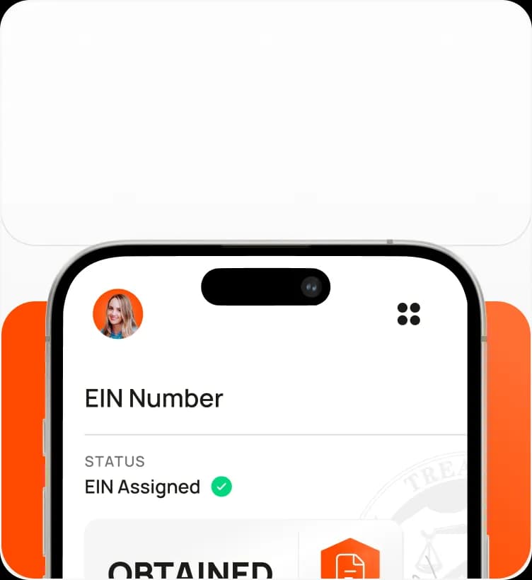 The app displays the current status of the EIN Number.