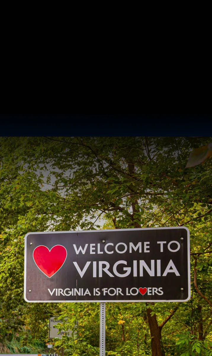 Welcome to Virginia sign with forest background