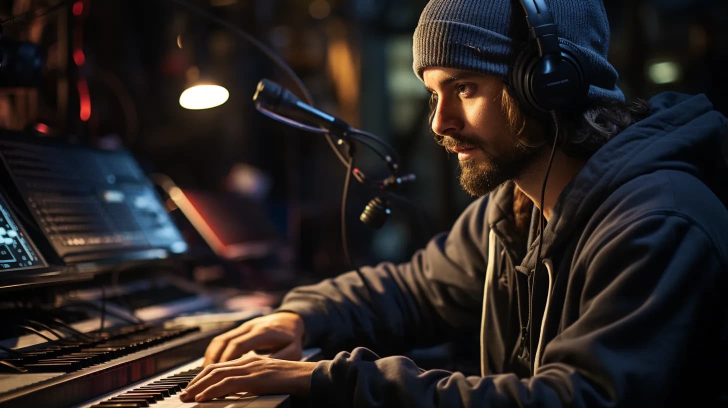 A man in front of his DJ console