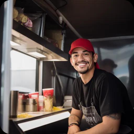 A man in his foodtruck