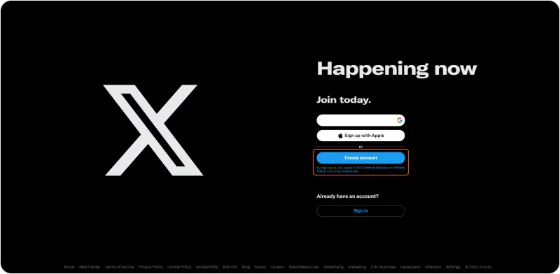 Img 1. How to set up an X (Twitter) account