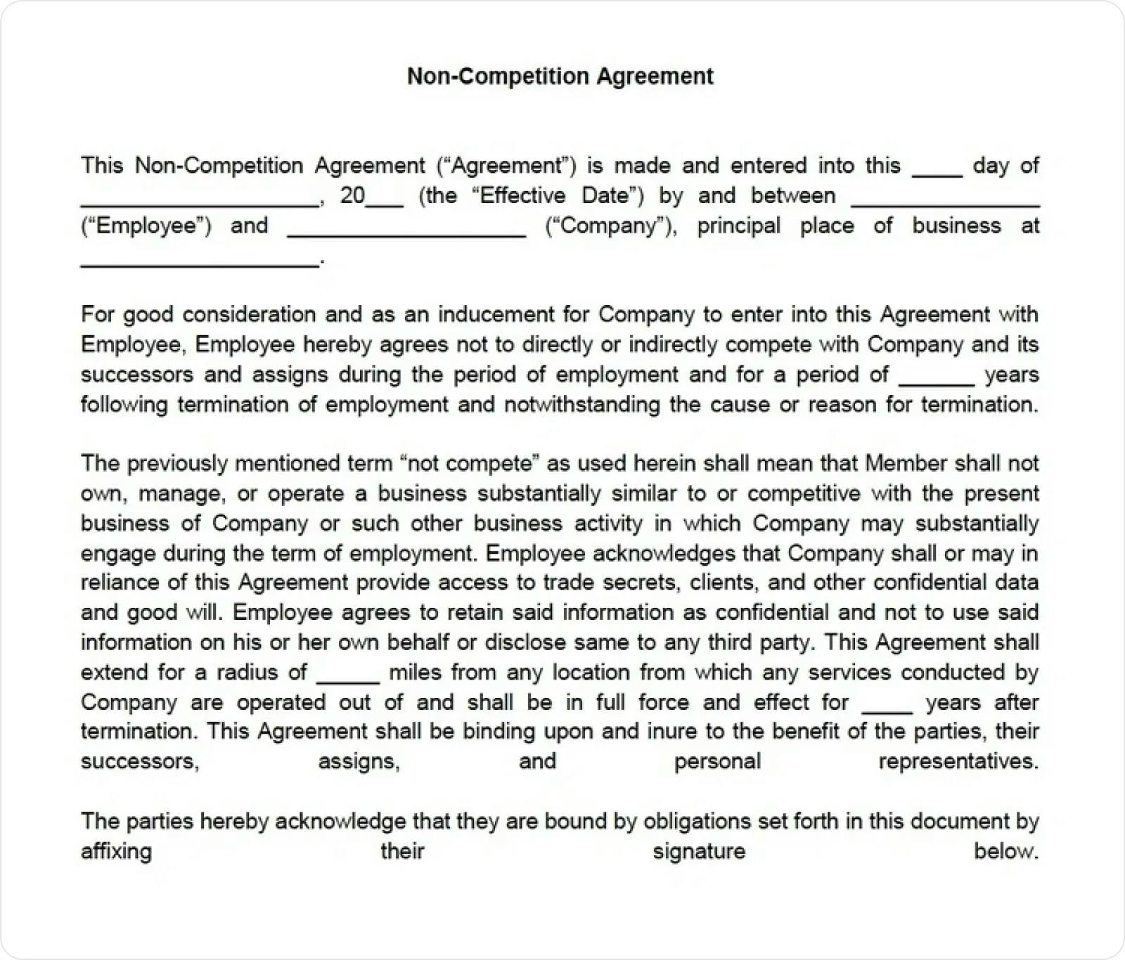 Non-competition Agreement