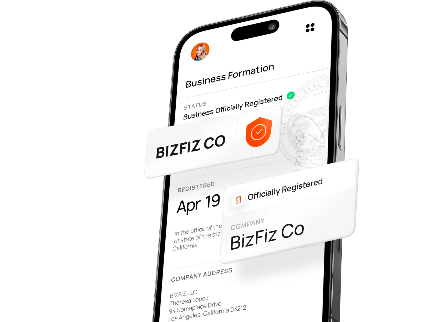 iPhone Mockup Showing Bizee Formation Services Dashboard on Mobile