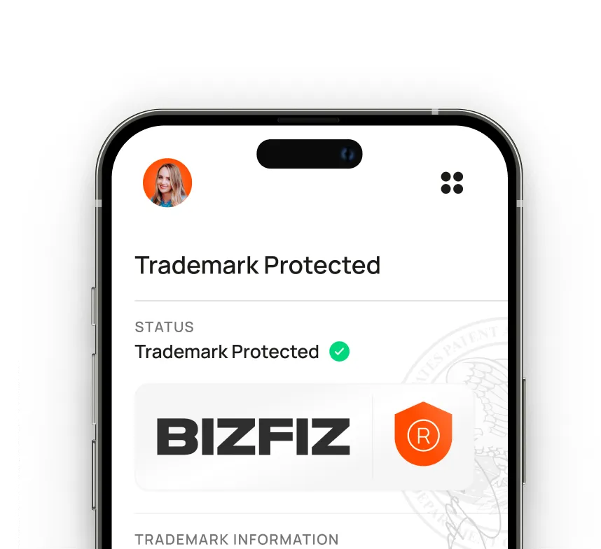 A phone showing trademark protected status