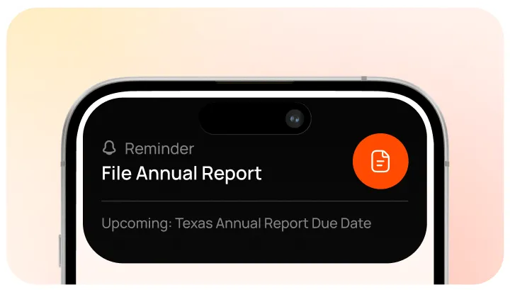 Reminder to "File Annual Report" displayed on a smartphone screen.