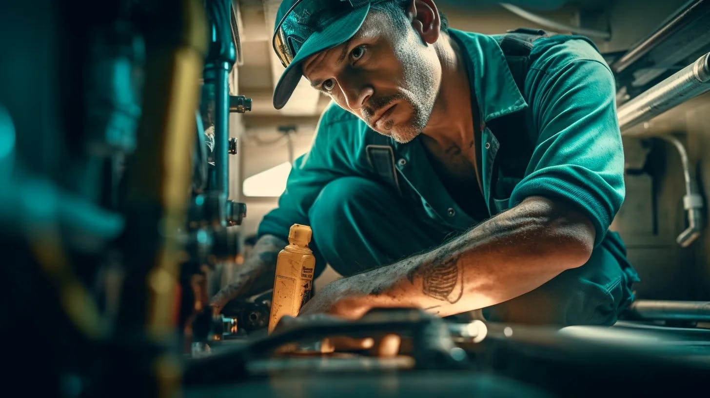 Man in a cap working in a factory