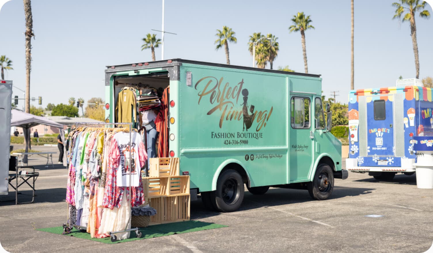 A truck with clothes