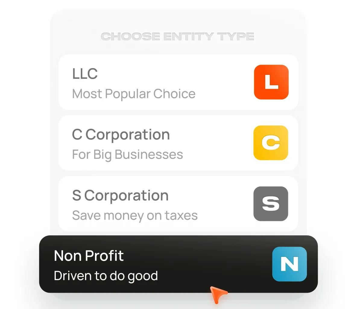 Choose Entity Type Nonprofit