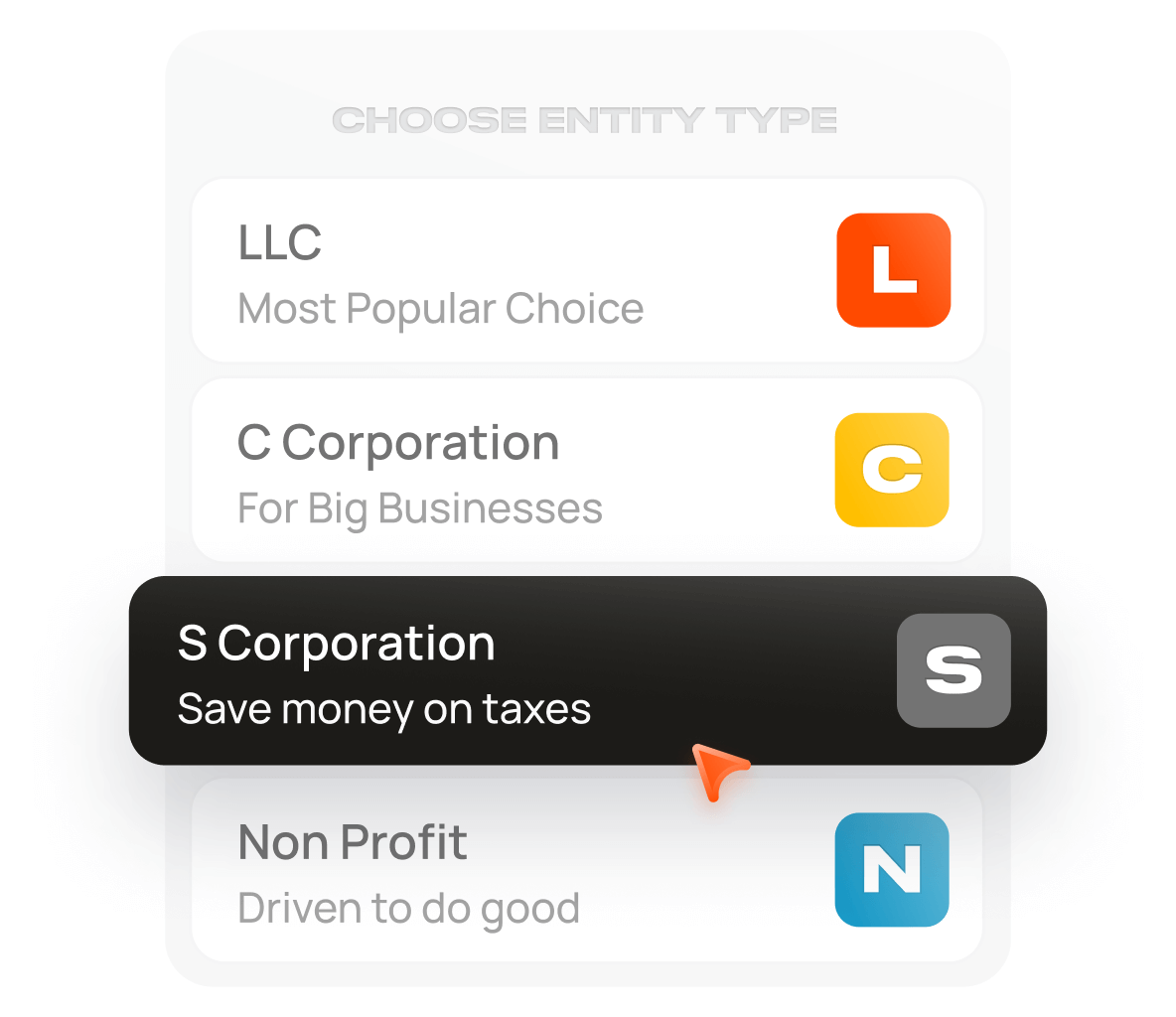 Choose Entity Type S Corporation