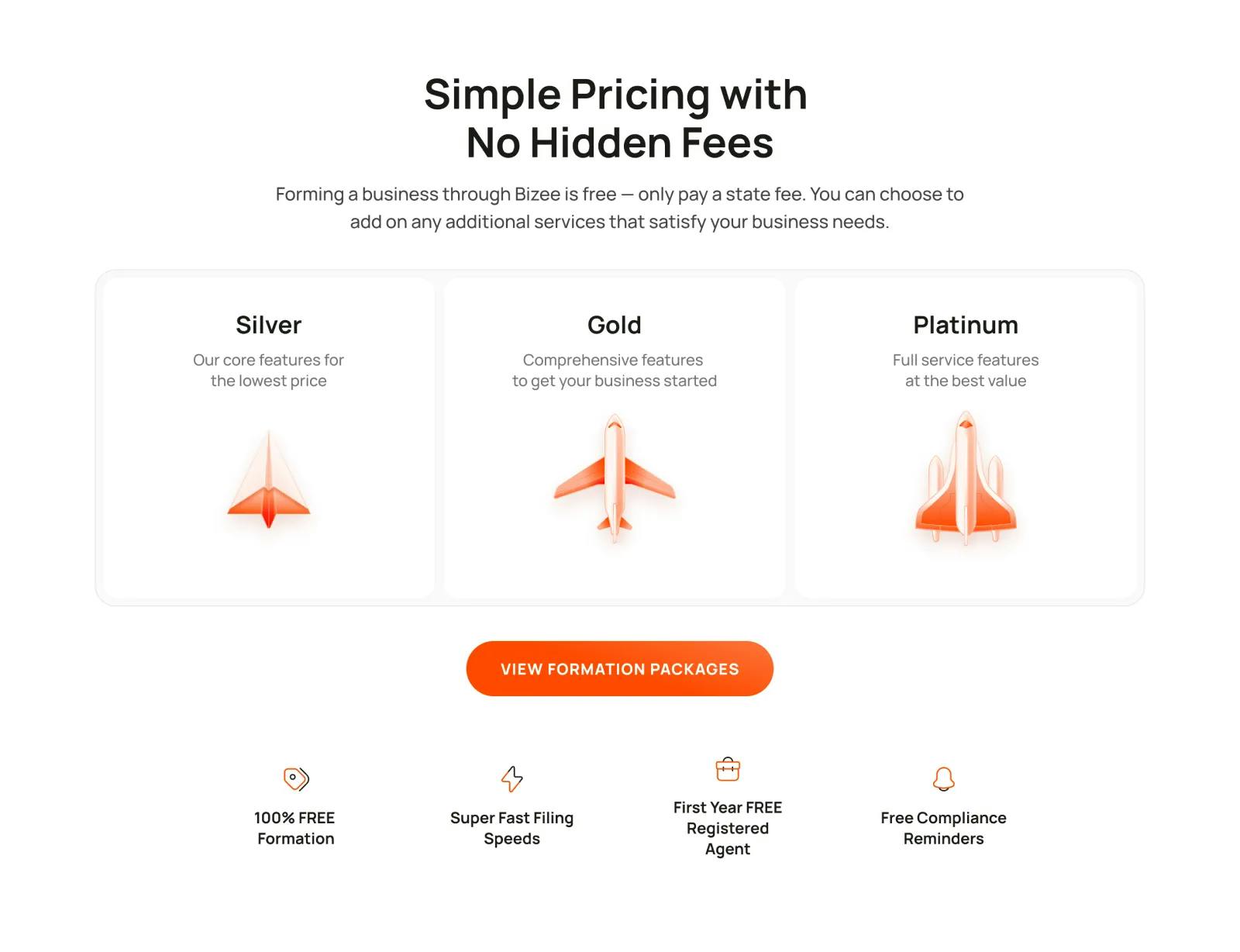 Pricing plans for Bizee