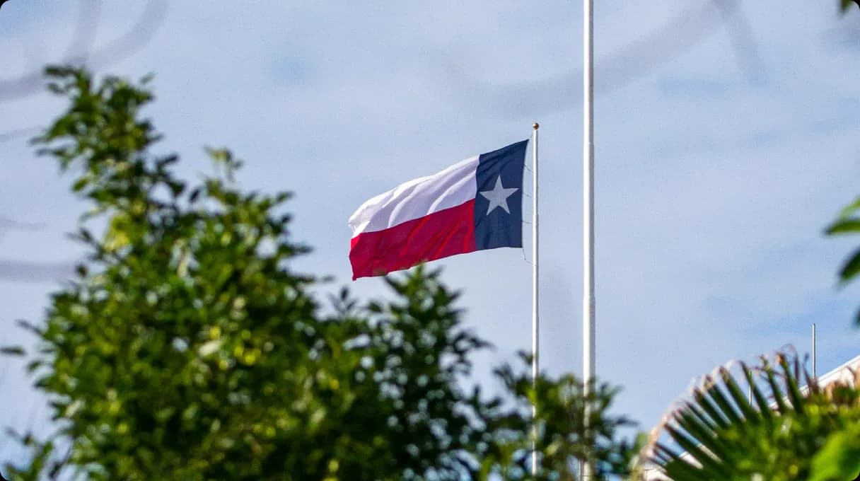 White red and blue flag on pole
