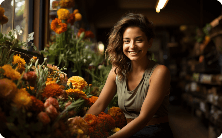 Woman in Flower Shop