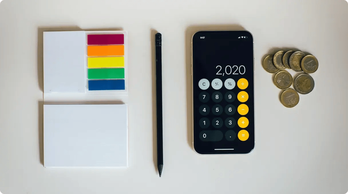 Coins Calculator Desk Setup