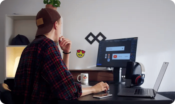 Designer Working On Ux Ui Project At Desk