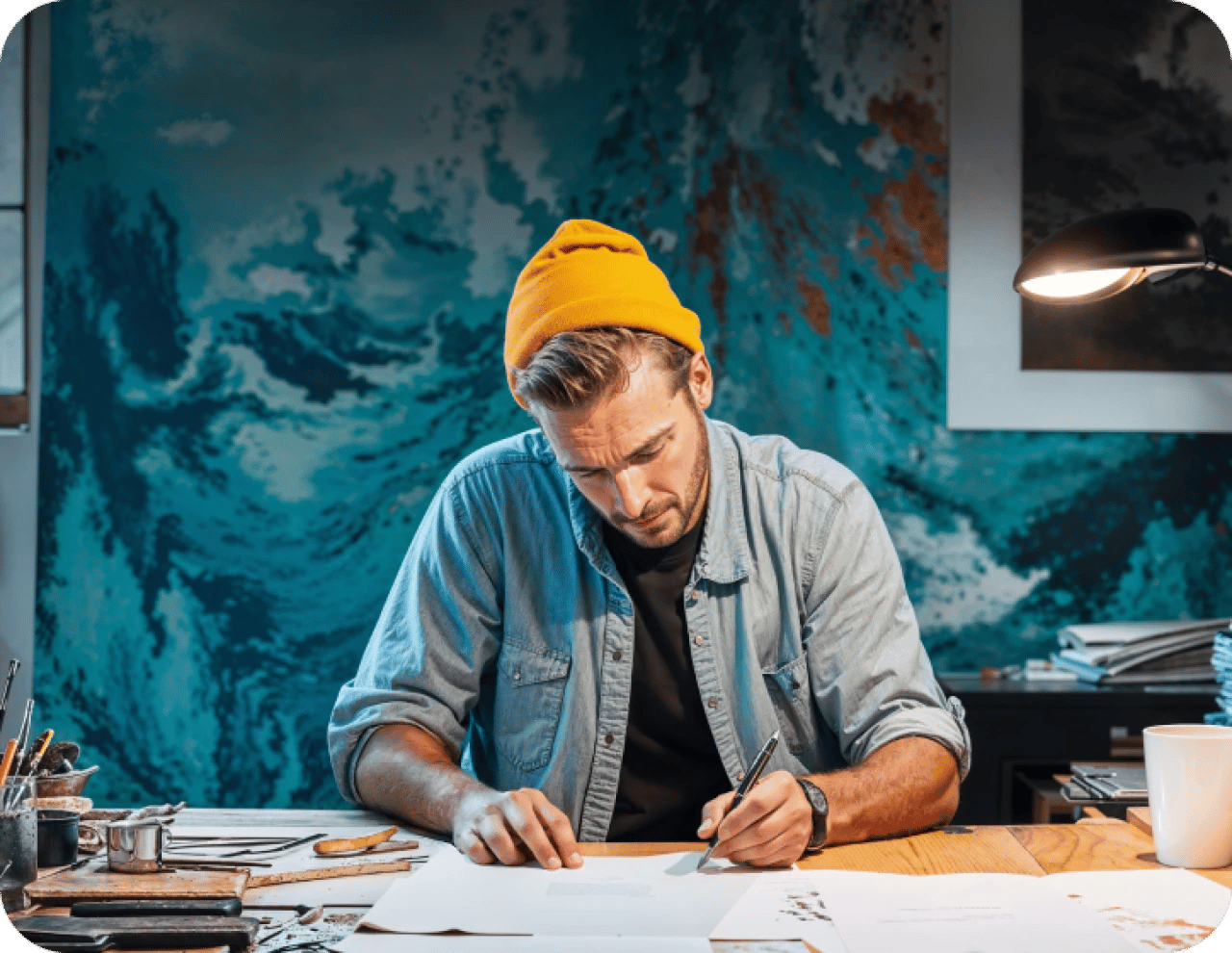 Man Working On His Entrepeneurship Project