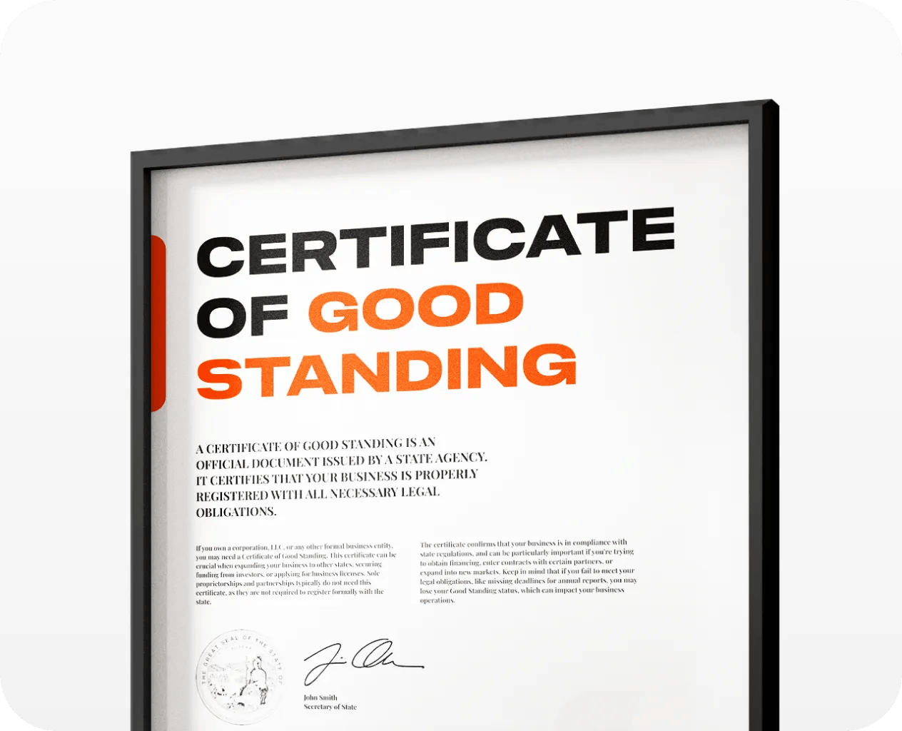 Provide A Certificate Of Good Standing