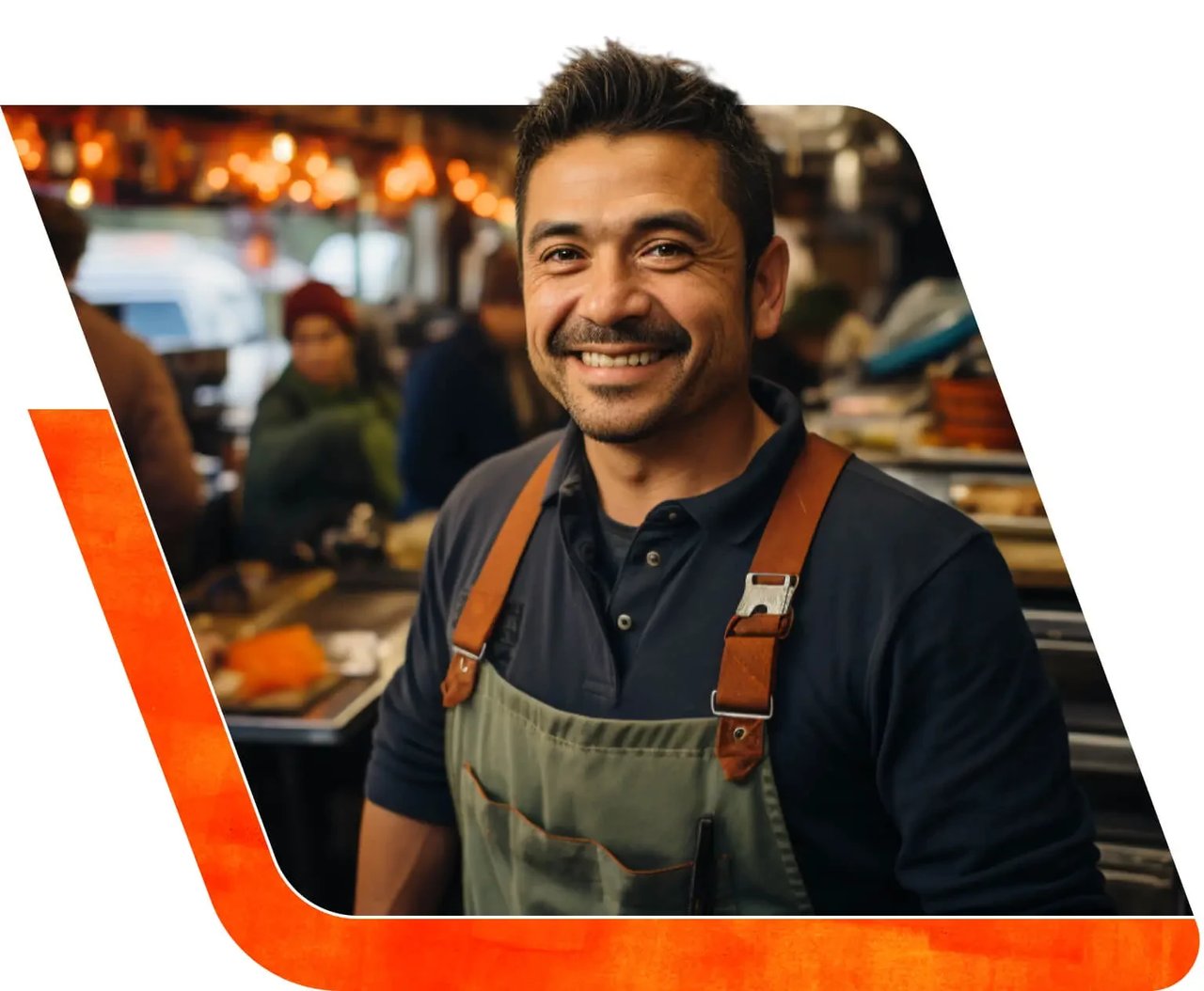 Smiling Vendor In A Market