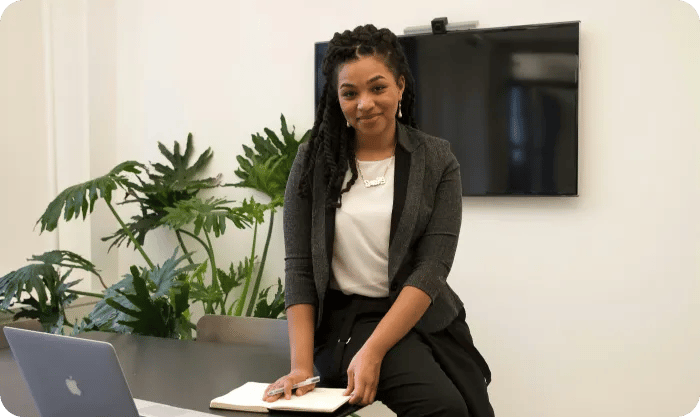 Smiling Woman Working With Documents