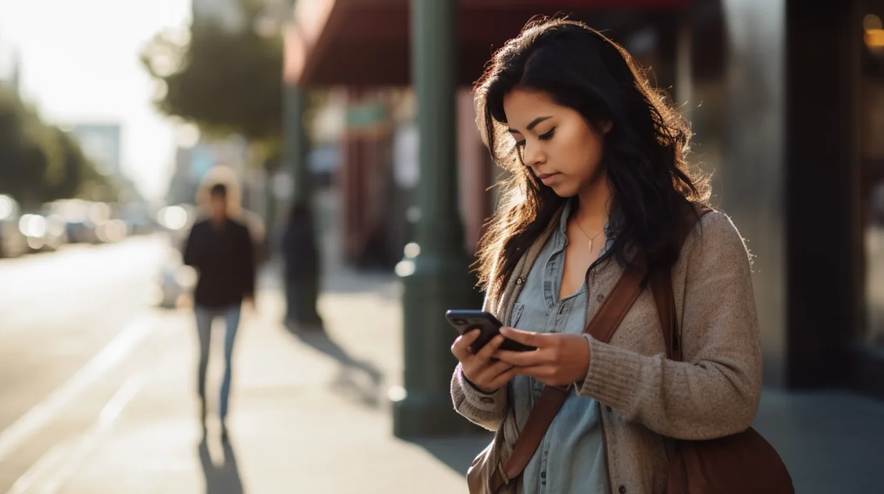 Woman Street Phone