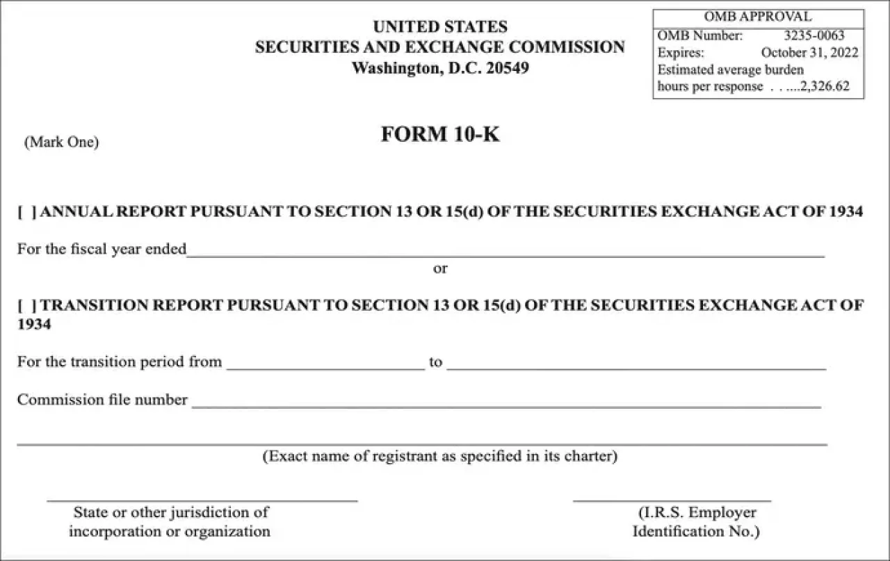 Form 10 K