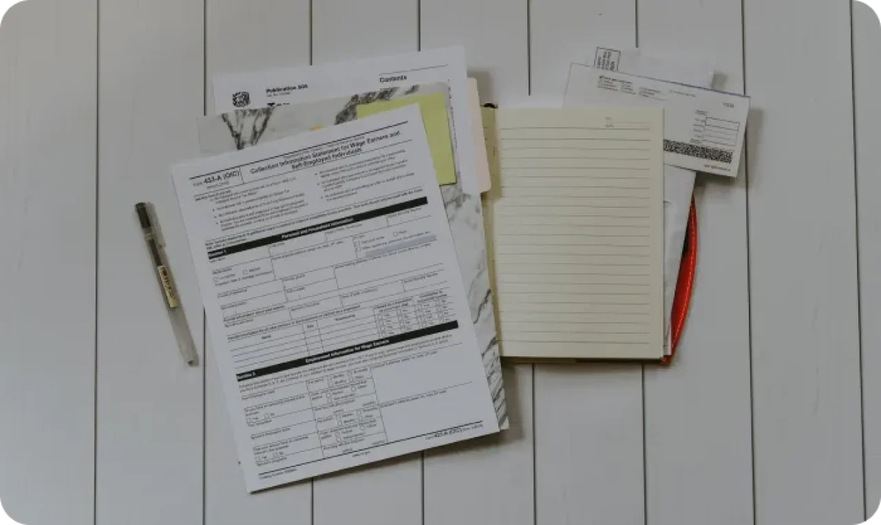 Stack Of Documents Flat Laying