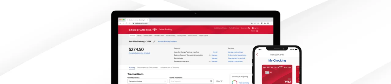 Bank Of America Dashboard Desktop And Mobile