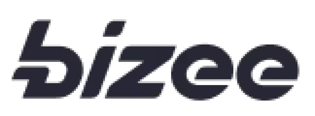 Bizee logo in dark blue with a modern sans-serif font