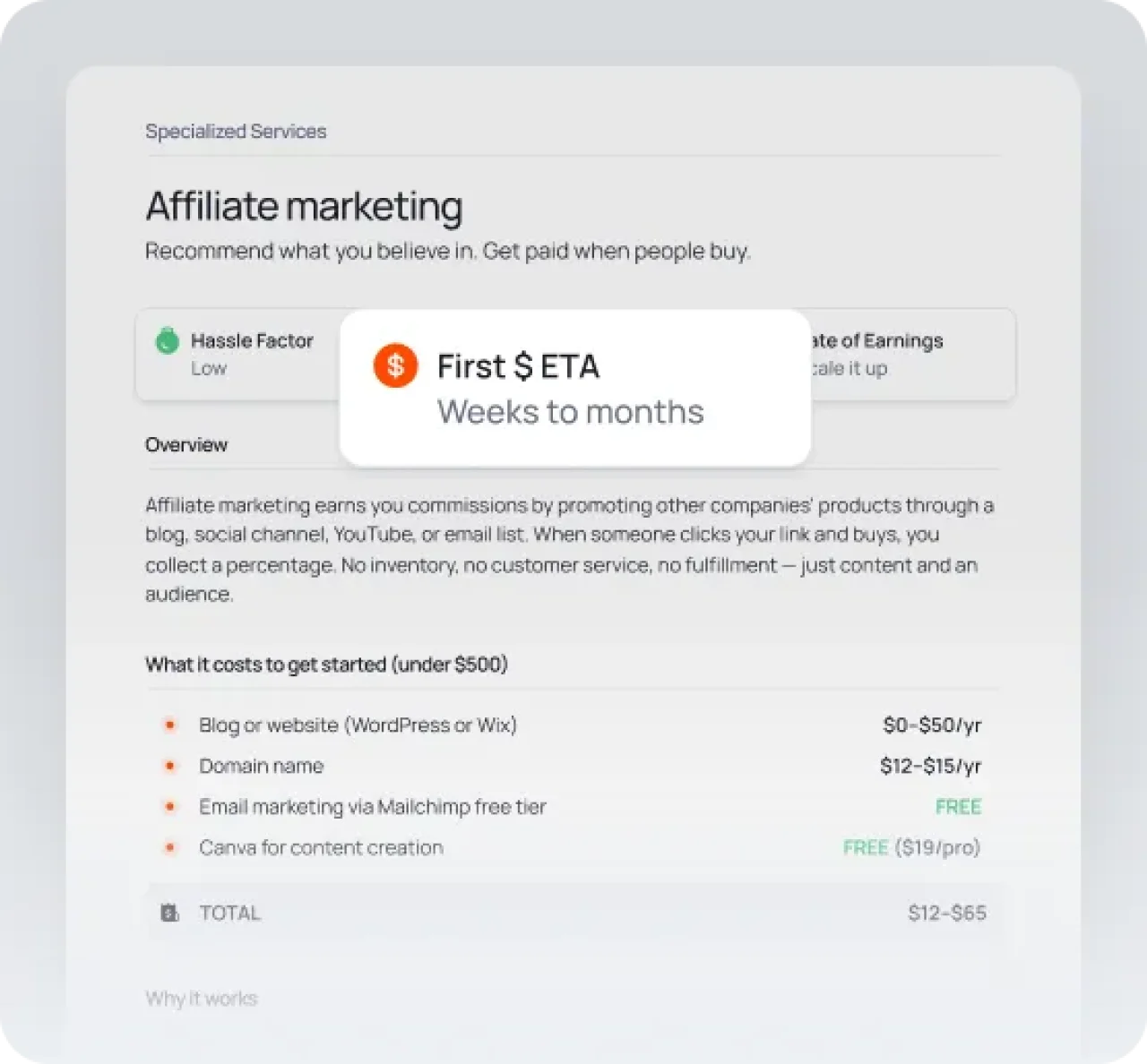 Affiliate Marketing First Eta Low Ui Card