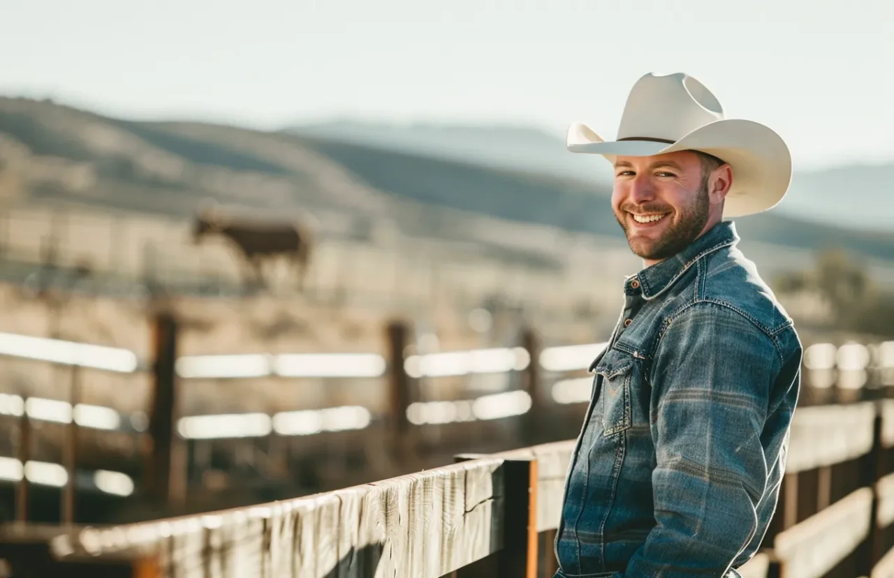Smiling Cowboy On A Ranch Fence Mobile