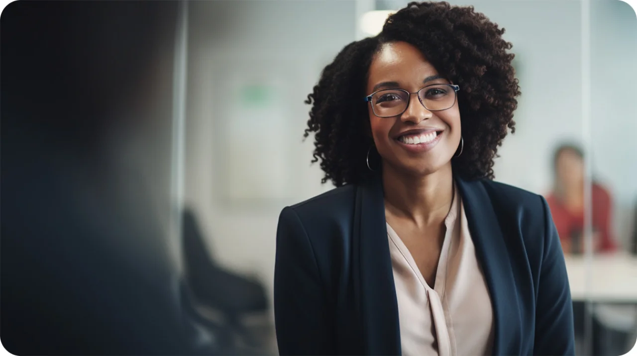Afro Woman With Glasses Smiling