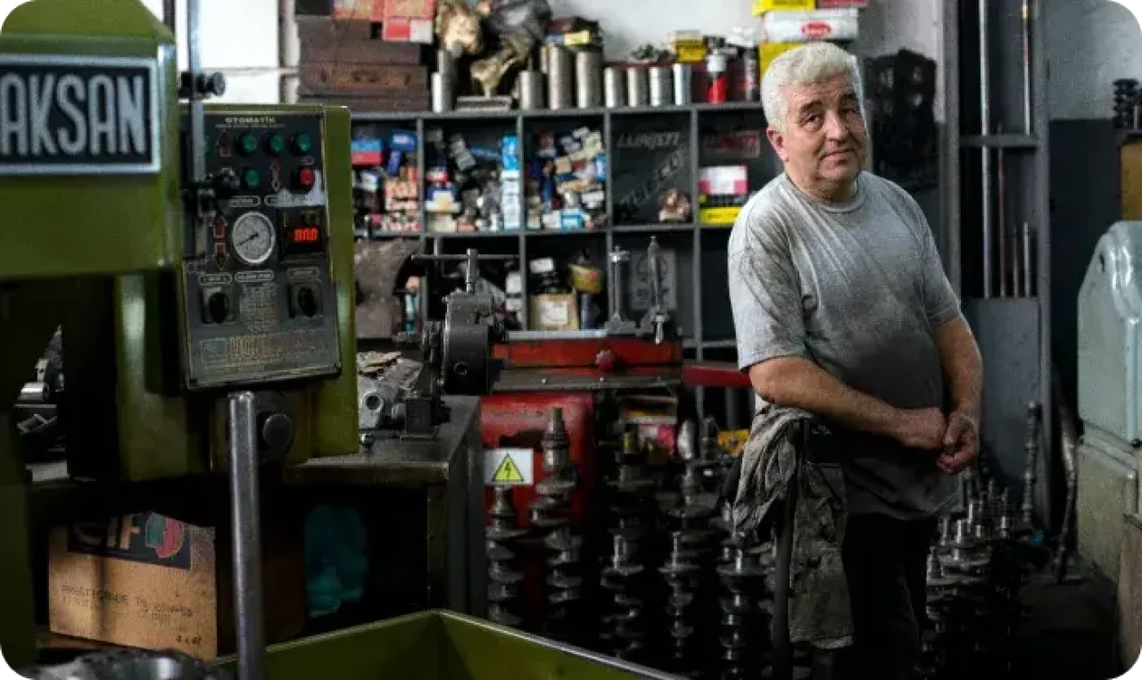 One man in the workshop