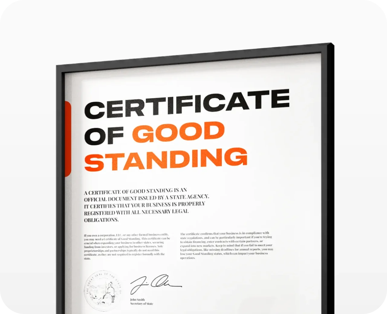Provide A Certificate Of Good Standing